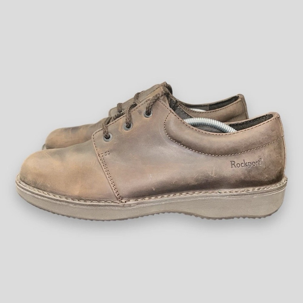 Rockport Shoes Mens Size 10 W Brown Leather Oxford‎ Lace Up Casual Wide ME1982